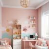 Pink Flower Floating Shelf - 5-Legged Wall-Mounted Shelf with Clear Frame