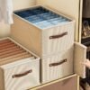 1pc Modern Oxford Fabric Storage Box with Upgraded Leather Handle media 35.99 x 18.01 x 16.99 cm