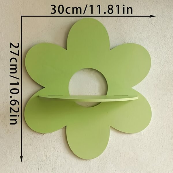 Pink Flower Floating Shelf - 5-Legged Wall-Mounted Shelf with Clear Frame