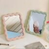 1pc Wave-Shaped Makeup Mirror, Desktop Stand or Wall-Mounted Vanity Mirror