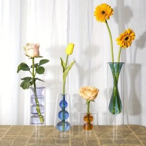 Modern Nordic Style Double-Layer Glass Vase - a Colorful And Creative Design