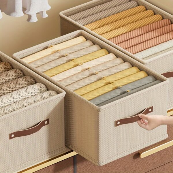 1pc Modern Oxford Fabric Storage Box with Upgraded Leather Handle media 35.99 x 18.01 x 16.99 cm