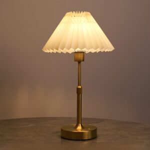 Luxury Retro Pleated Table Lamp – USB Rechargeable Touch Dimmable Bedside Lamp