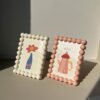 6-inch Cute Beaded Edge Plastic Photo Frame random colour