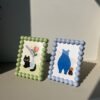 6-inch Cute Beaded Edge Plastic Photo Frame random colour