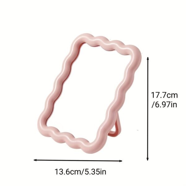 1pc Wave-Shaped Makeup Mirror, Desktop Stand or Wall-Mounted Vanity Mirror