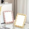 1pc Wave-Shaped Makeup Mirror, Desktop Stand or Wall-Mounted Vanity Mirror